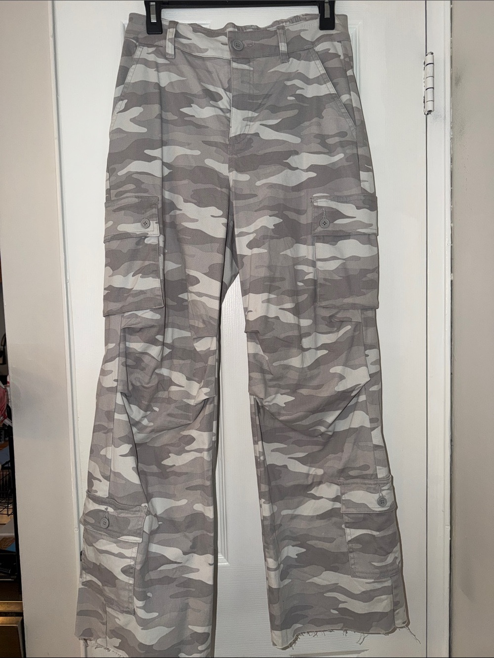 wild fable Gray & White Camo Wide-Leg Cargo Jeans